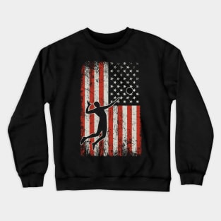 USA Flag Mens Volleyball Crewneck Sweatshirt